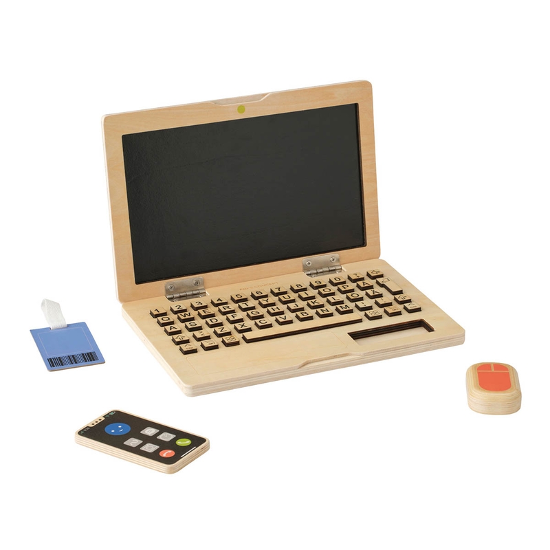 Laptop mit Tafel und Zubehör aus Holz ab 3 Jahren