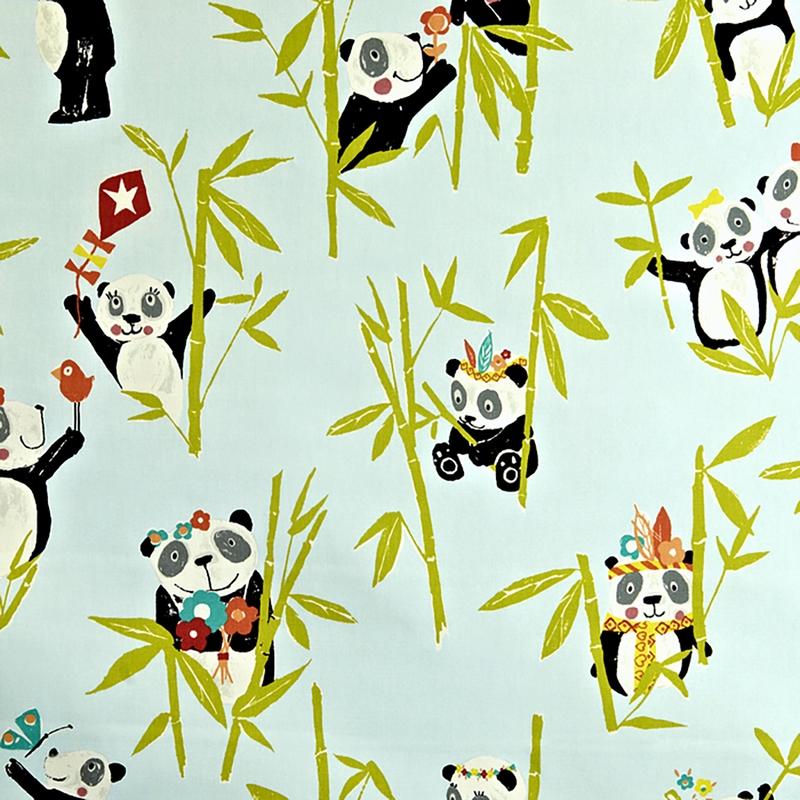Kinderzimmer Stoff &#039;Pandabären&#039; aqua