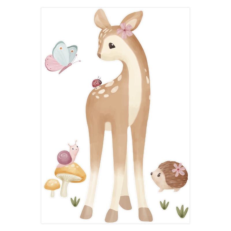 Wandsticker &#039;Fairy Garden&#039; Reh beige 80cm