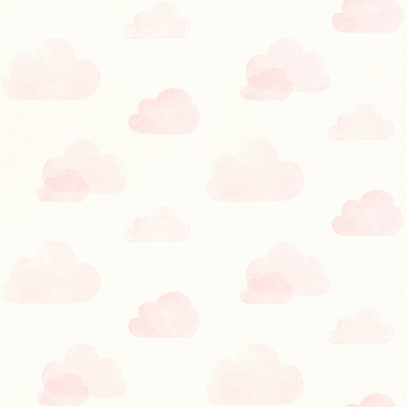 Vliestapete &#039;Wolken&#039; puderrosa/weiß