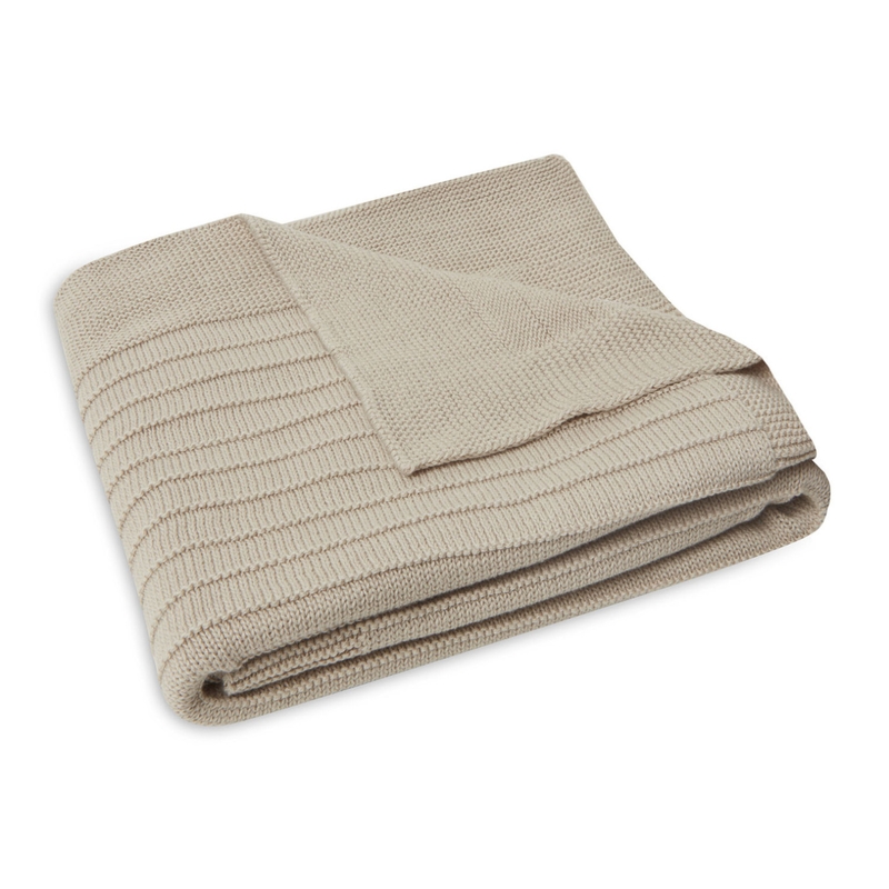 Bio Decke &#039;Pure Knit&#039; aus Strick beige 75x100cm