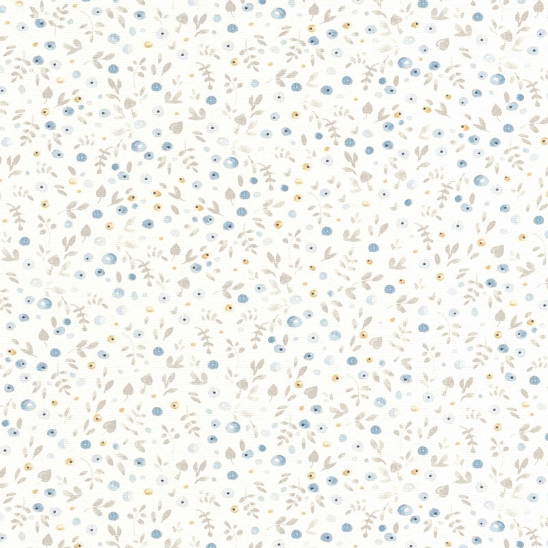 Stoff &#039;My Little World&#039; Blümchen blau/beige